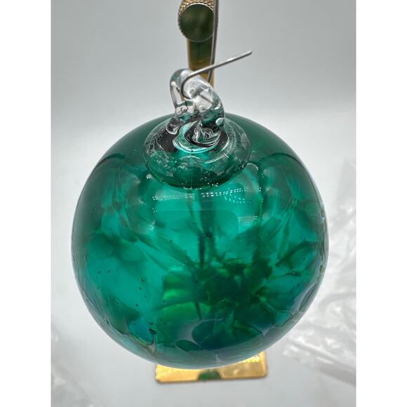 Glass Eye Studio or other blueish green christmas ornament artisan unique hand - Picture 4 of 8
